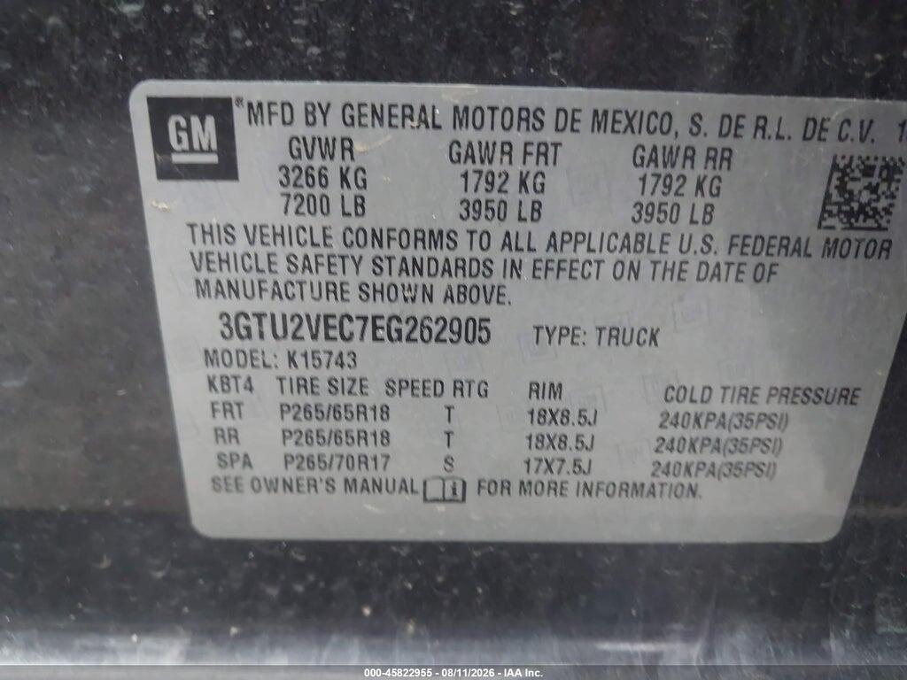 3GTU2VEC7EG262905 2014 GMC SIERRA 1500 photo no. 9