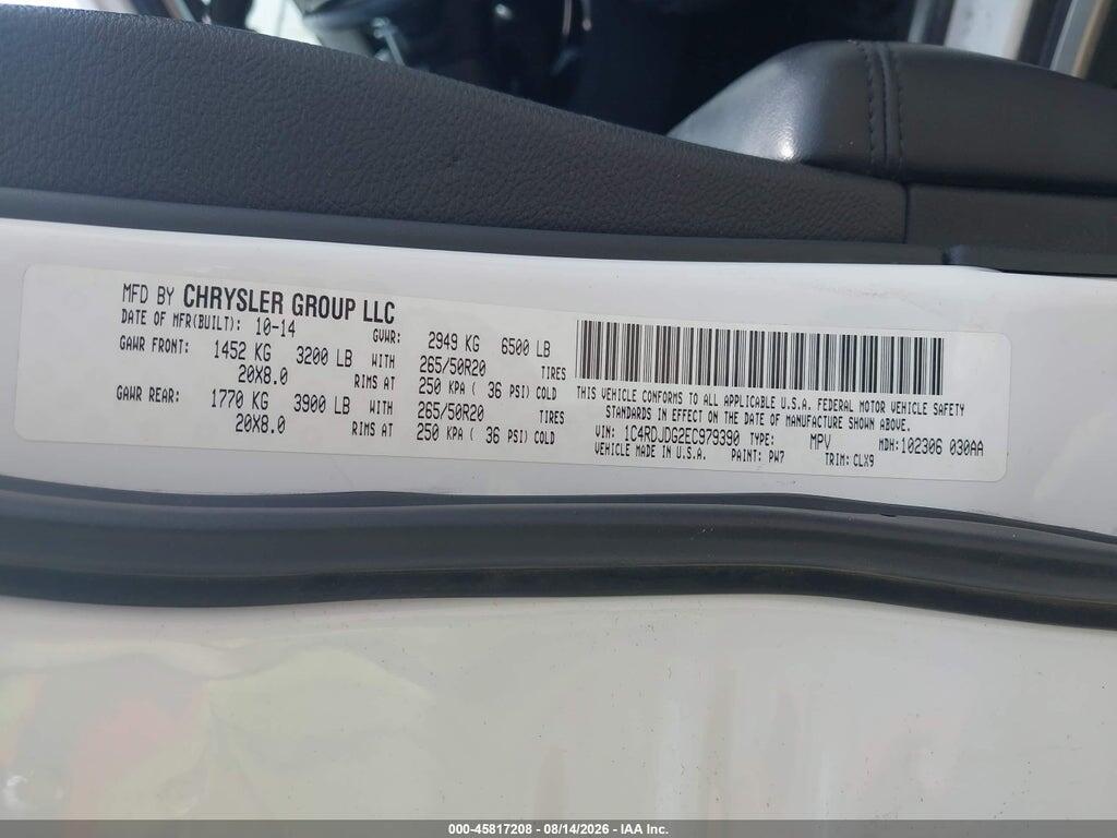 1C4RDJDG2EC979390 2014 DODGE DURANGO photo no. 9