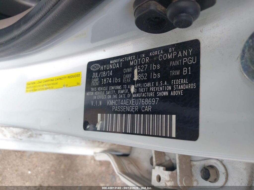 KMHCT4AEXEU768697 2014 HYUNDAI ACCENT photo no. 9