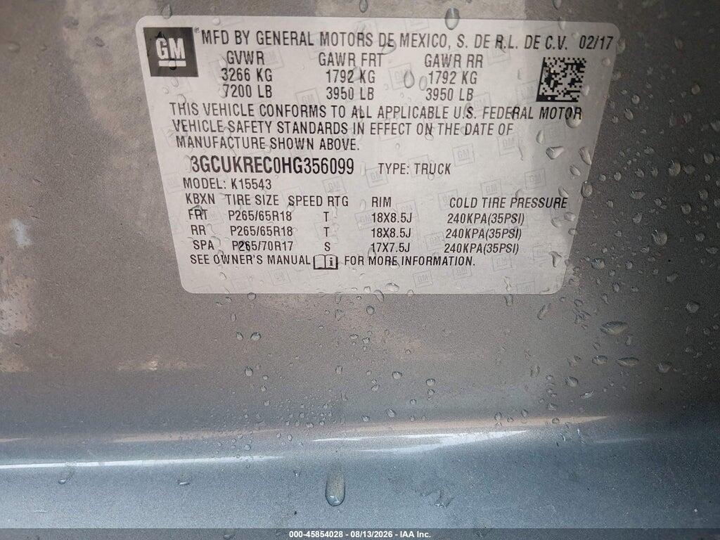 3GCUKREC0HG356099 2017 CHEVROLET SILVERADO 1500 photo no. 9