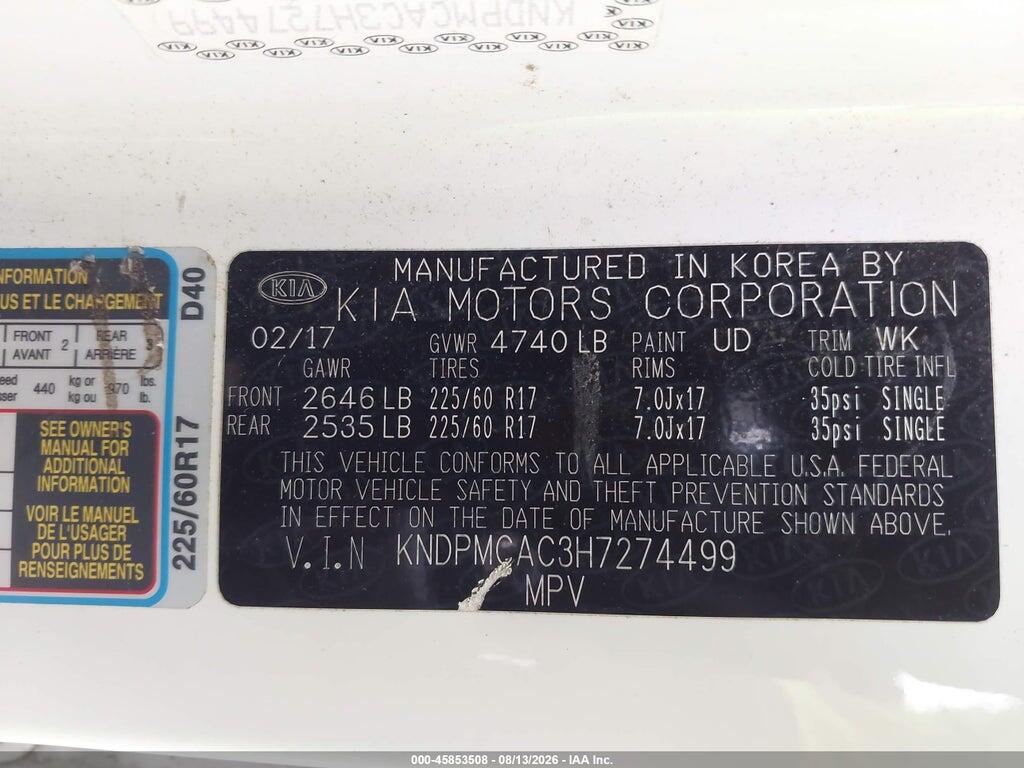 KNDPMCAC3H7274499 2017 KIA SPORTAGE photo no. 9