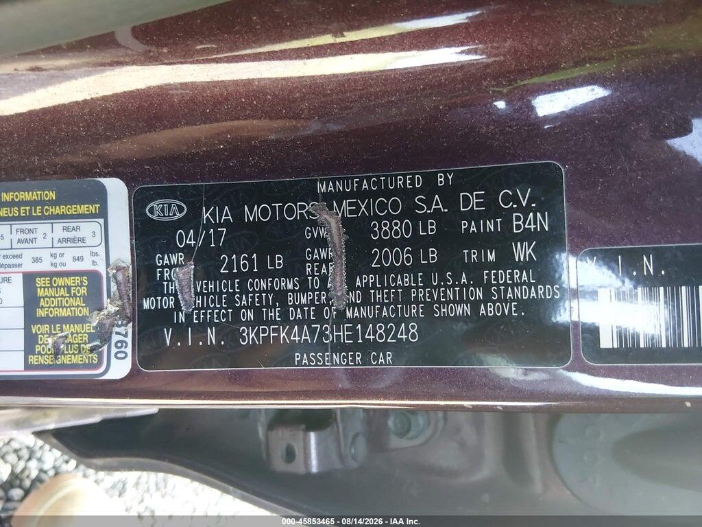 3KPFK4A73HE148248 2017 KIA FORTE photo no. 9