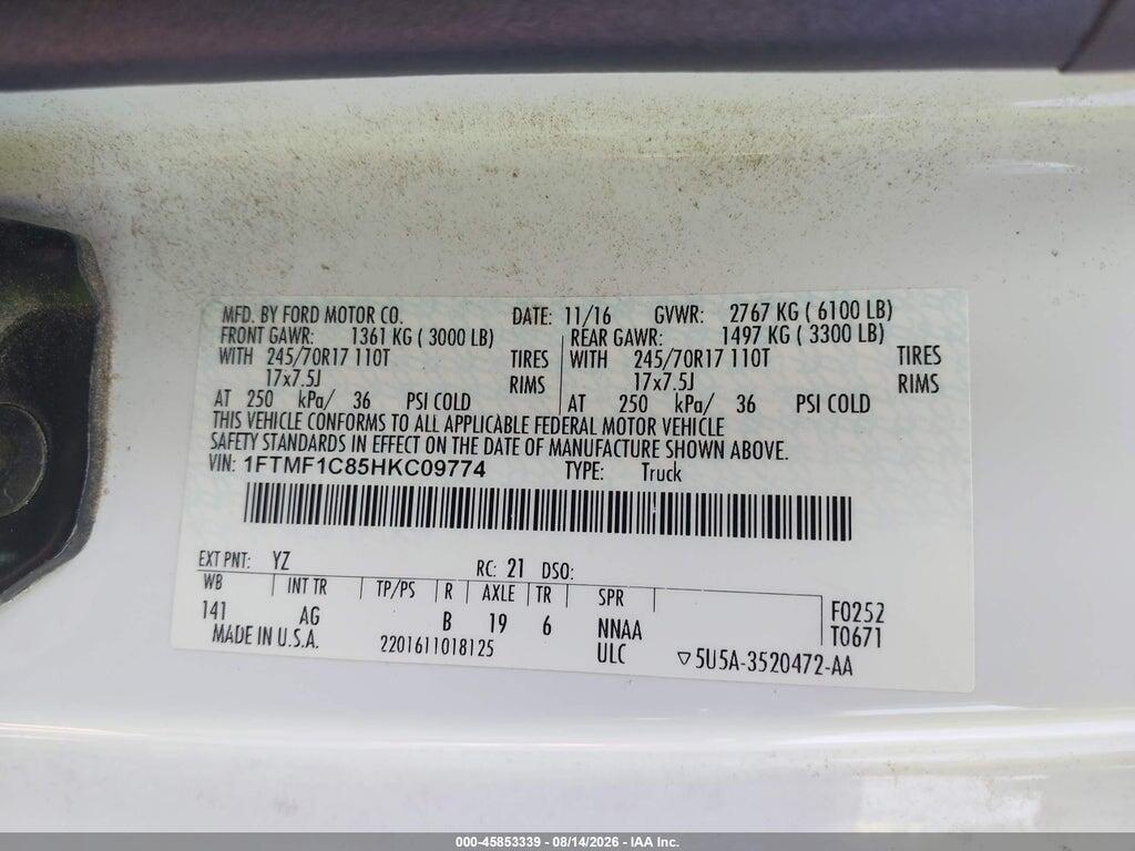 1FTMF1C85HKC09774 2017 FORD F-150 photo no. 9