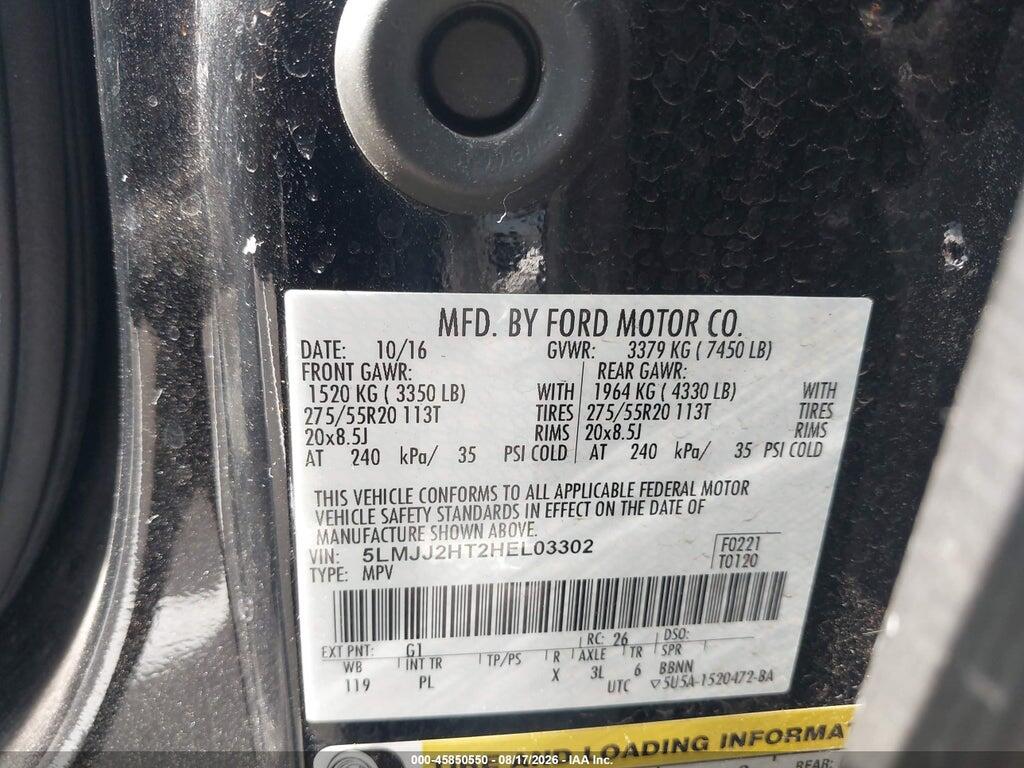 5LMJJ2HT2HEL03302 2017 LINCOLN NAVIGATOR photo no. 9