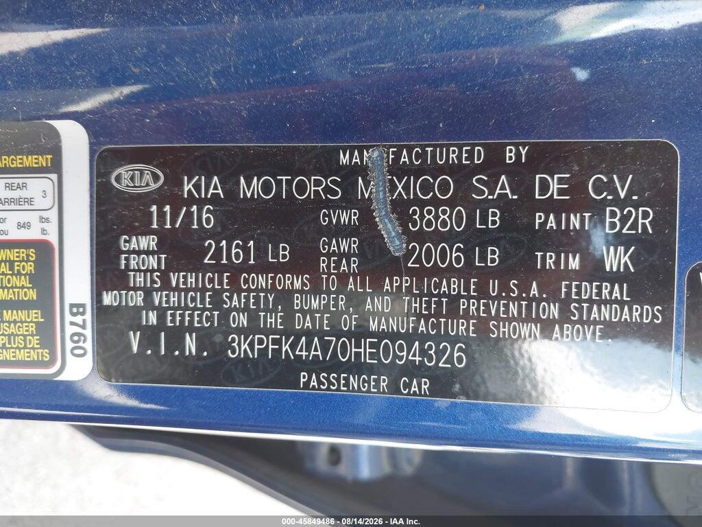 3KPFK4A70HE094326 2017 KIA FORTE photo no. 9