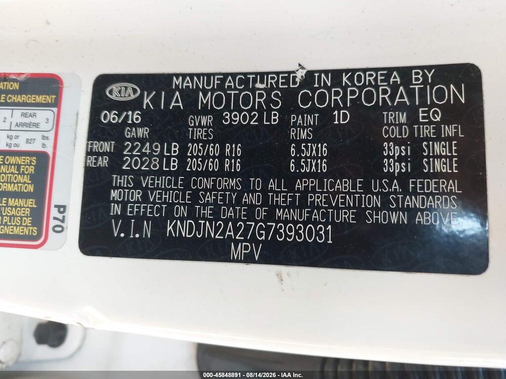 KNDJN2A27G7393031 2016 KIA SOUL photo no. 9
