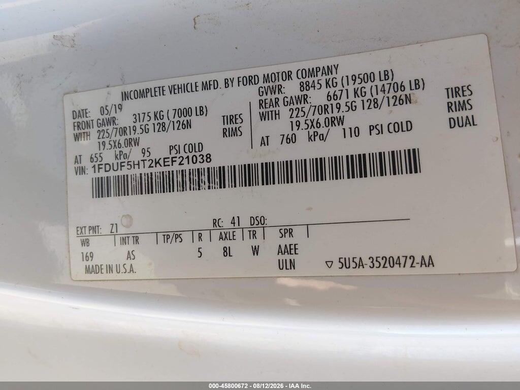 1FDUF5HT2KEF21038 2019 FORD F-550 CHASSIS photo no. 8