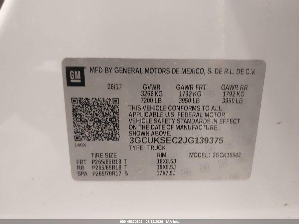 3GCUKSEC2JG139375 2018 CHEVROLET SILVERADO 1500 photo no. 9