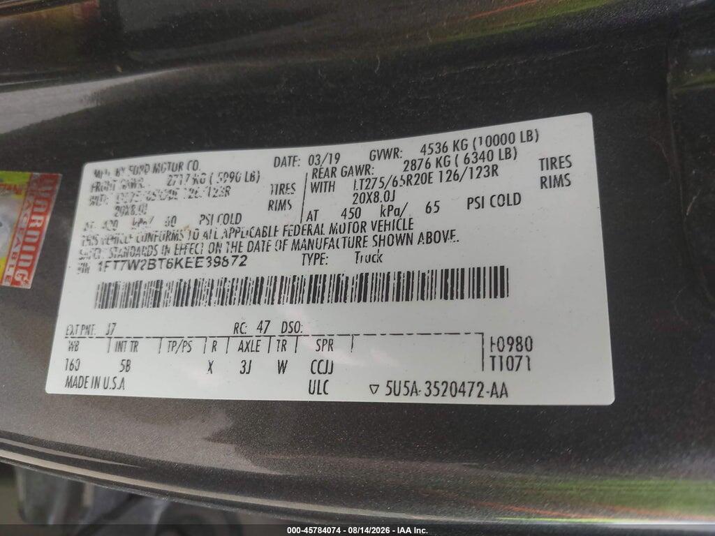 1FT7W2BT6KEE39872 2019 FORD F-250 photo no. 9
