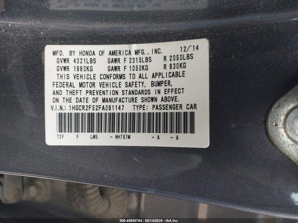 1HGCR2F52FA091147 2015 HONDA ACCORD photo no. 9