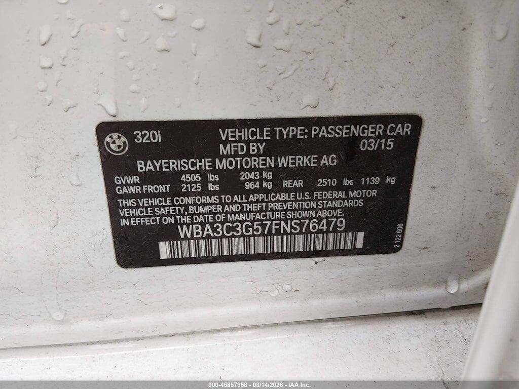 WBA3C3G57FNS76479 2015 BMW 320I photo no. 9