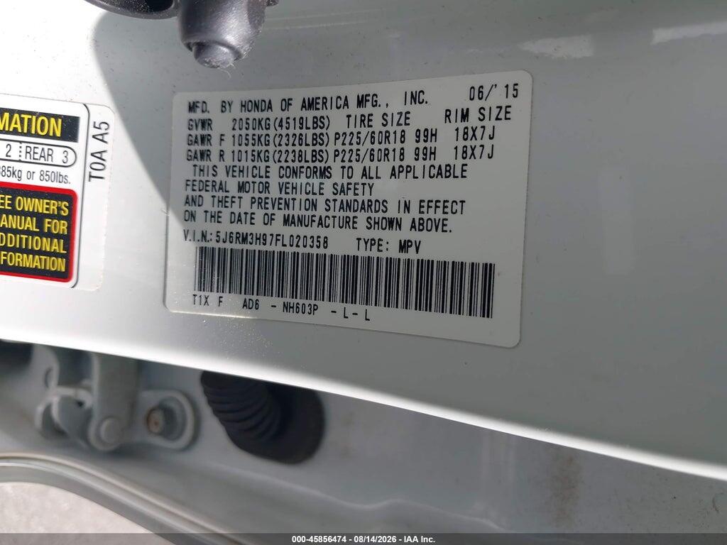 5J6RM3H97FL020358 2015 HONDA CR-V photo no. 9