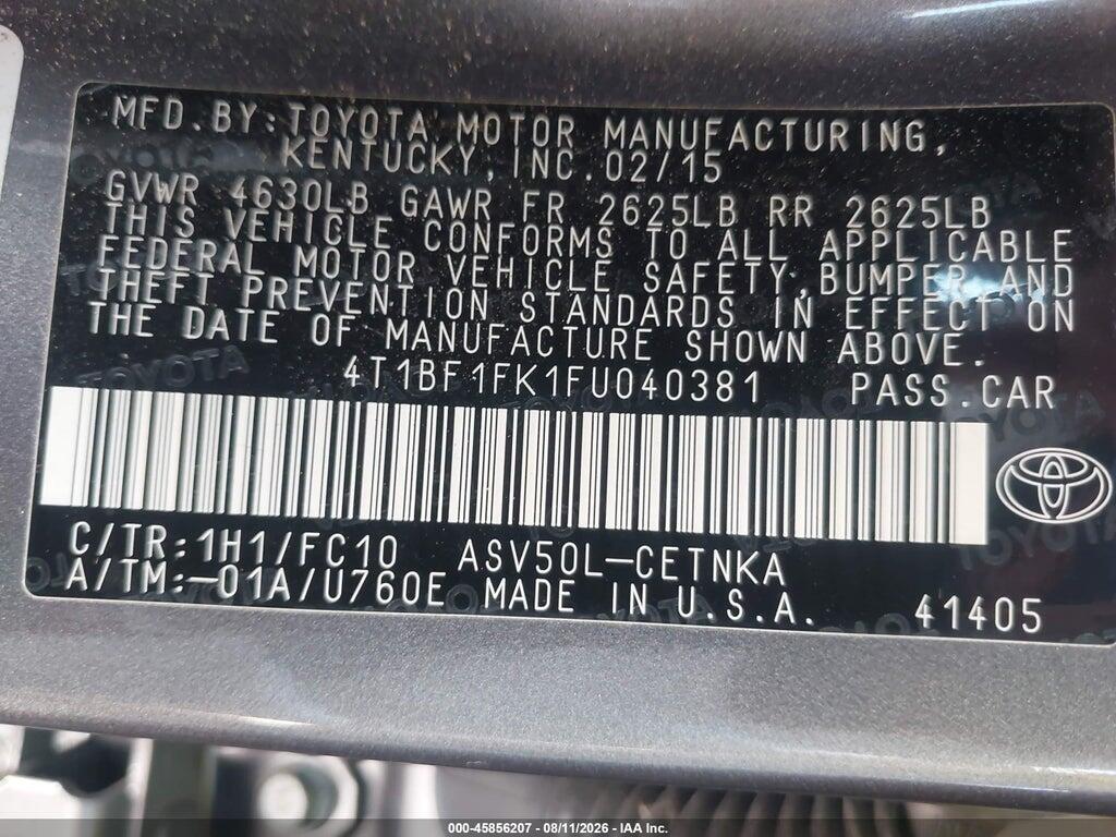4T1BF1FK1FU040381 2015 TOYOTA CAMRY photo no. 9