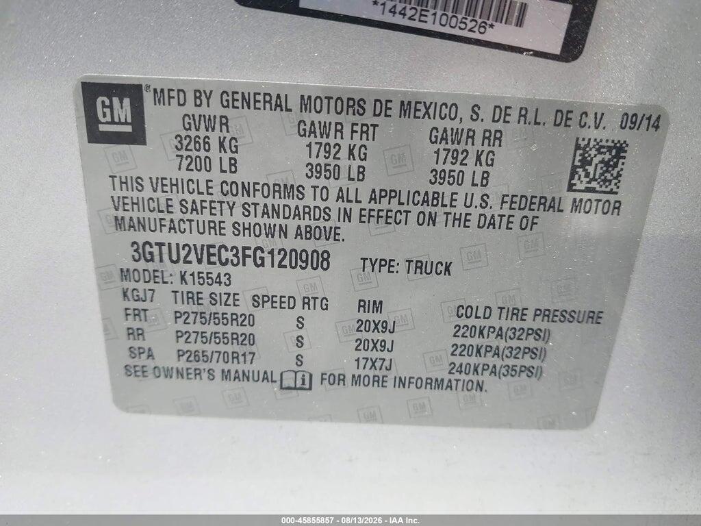 3GTU2VEC3FG120908 2015 GMC SIERRA 1500 photo no. 9