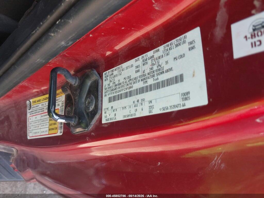 1FTFX1EGXFFC91260 2015 FORD F-150 photo no. 9