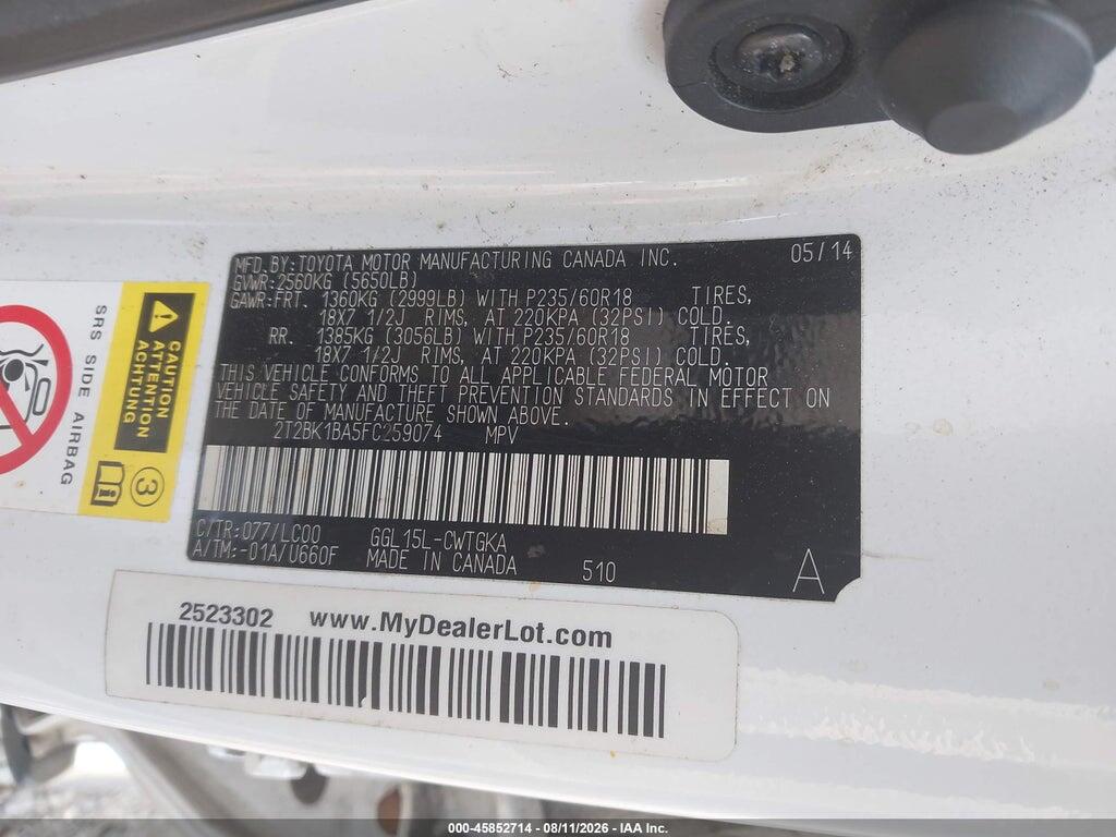 2T2BK1BA5FC259074 2015 LEXUS RX 350 photo no. 9