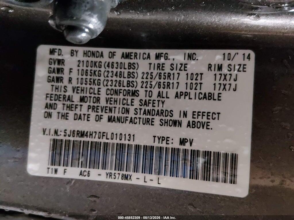 5J6RM4H70FL010131 2015 HONDA CR-V photo no. 9