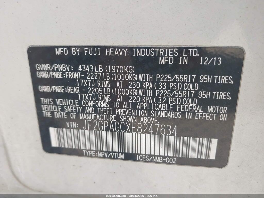 JF2GPAGCXE8247634 2014 SUBARU XV CROSSTREK photo no. 9