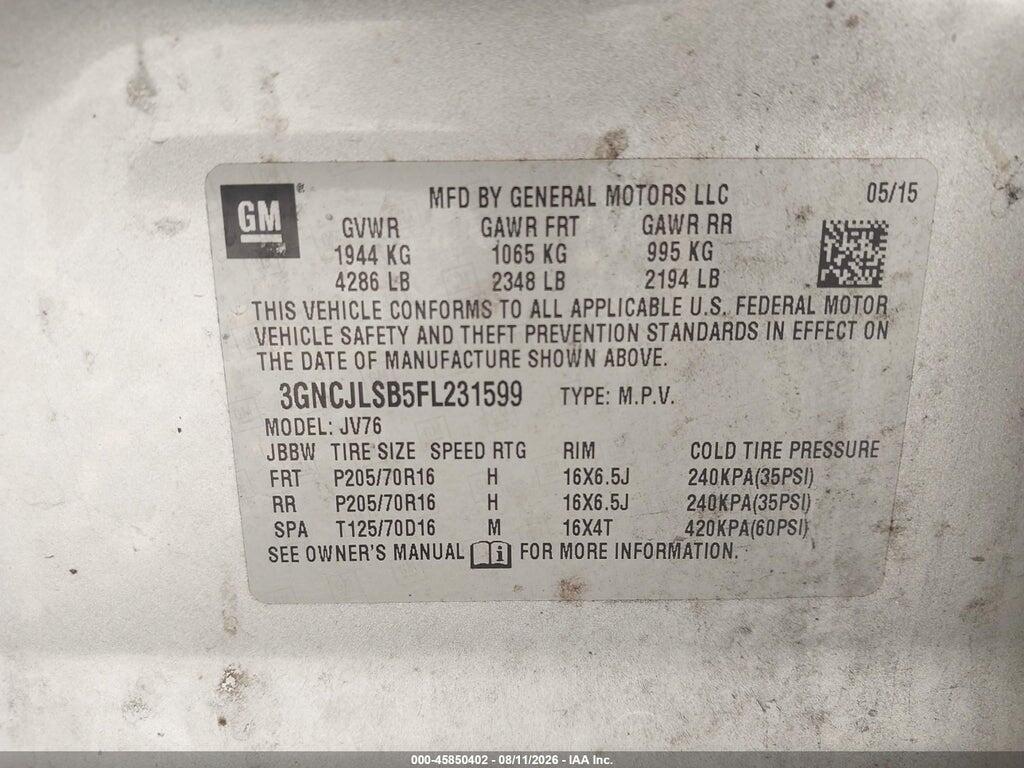 3GNCJLSB5FL231599 2015 CHEVROLET TRAX photo no. 9