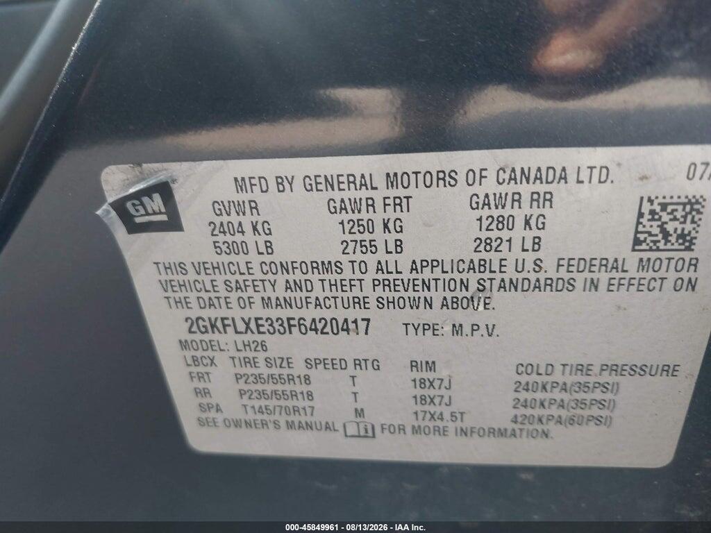 2GKFLXE33F6420417 2015 GMC TERRAIN photo no. 9