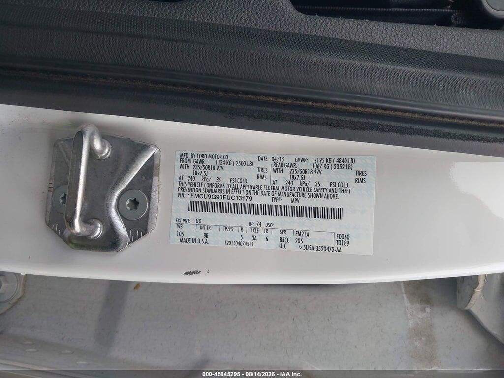 1FMCU9G90FUC13179 2015 FORD ESCAPE photo no. 9