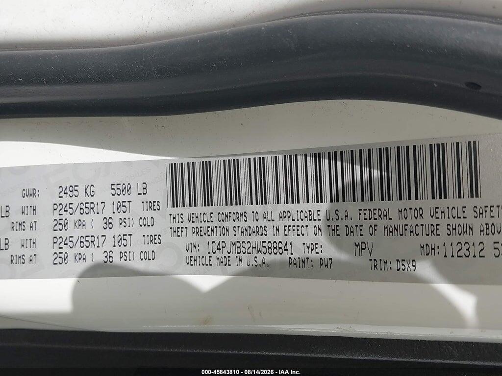 1C4PJMBS2HW588641 2017 JEEP CHEROKEE photo no. 9