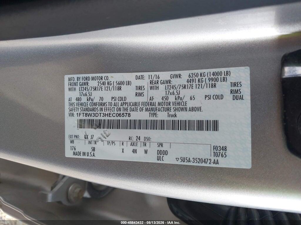 1FT8W3DT3HEC06578 2017 FORD F-350 photo no. 9