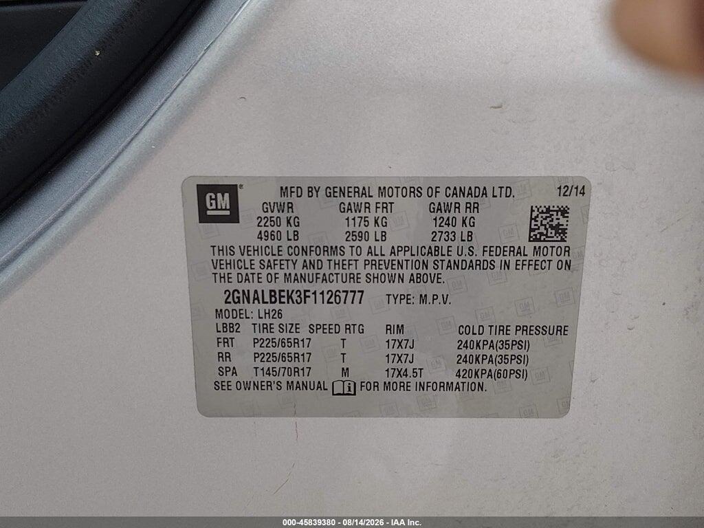 2GNALBEK3F1126777 2015 CHEVROLET EQUINOX photo no. 9