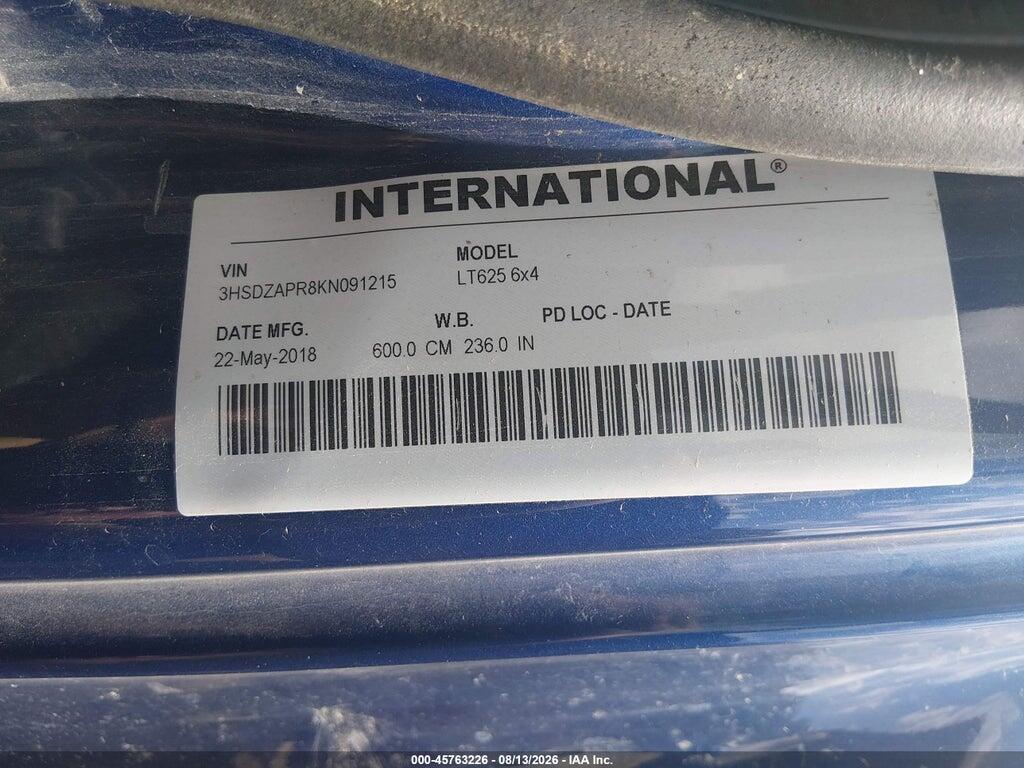 3HSDZAPR8KN091215 2019 INTERNATIONAL LT photo no. 8
