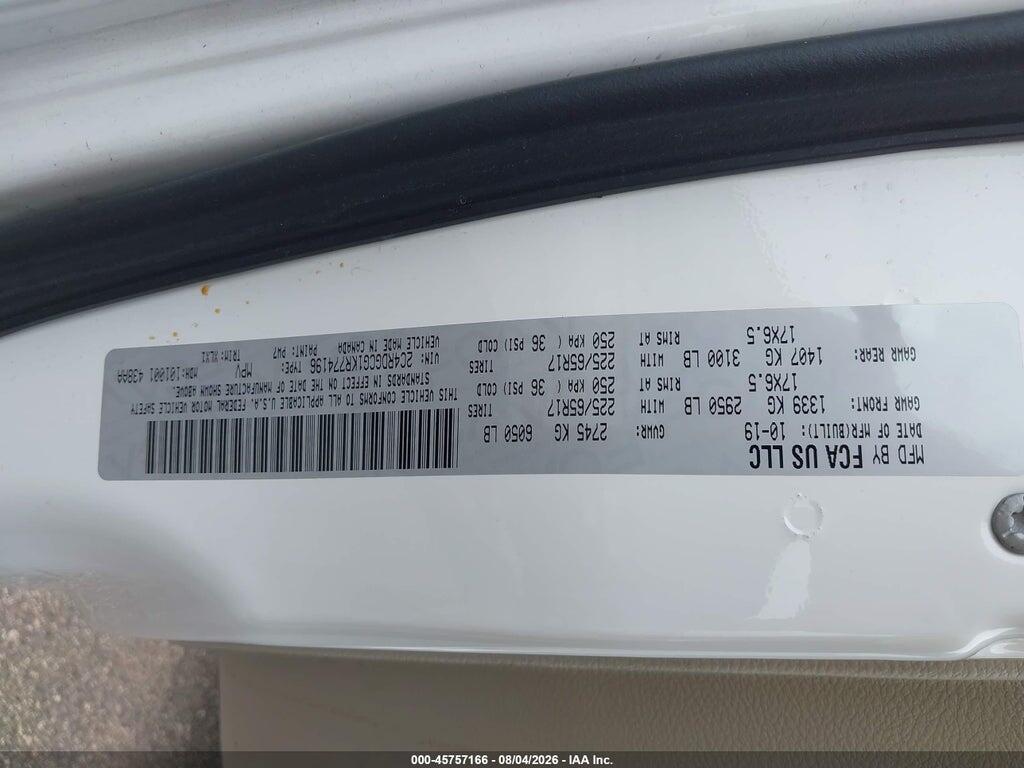 2C4RDGCG1KR774196 2019 DODGE GRAND CARAVAN photo no. 9