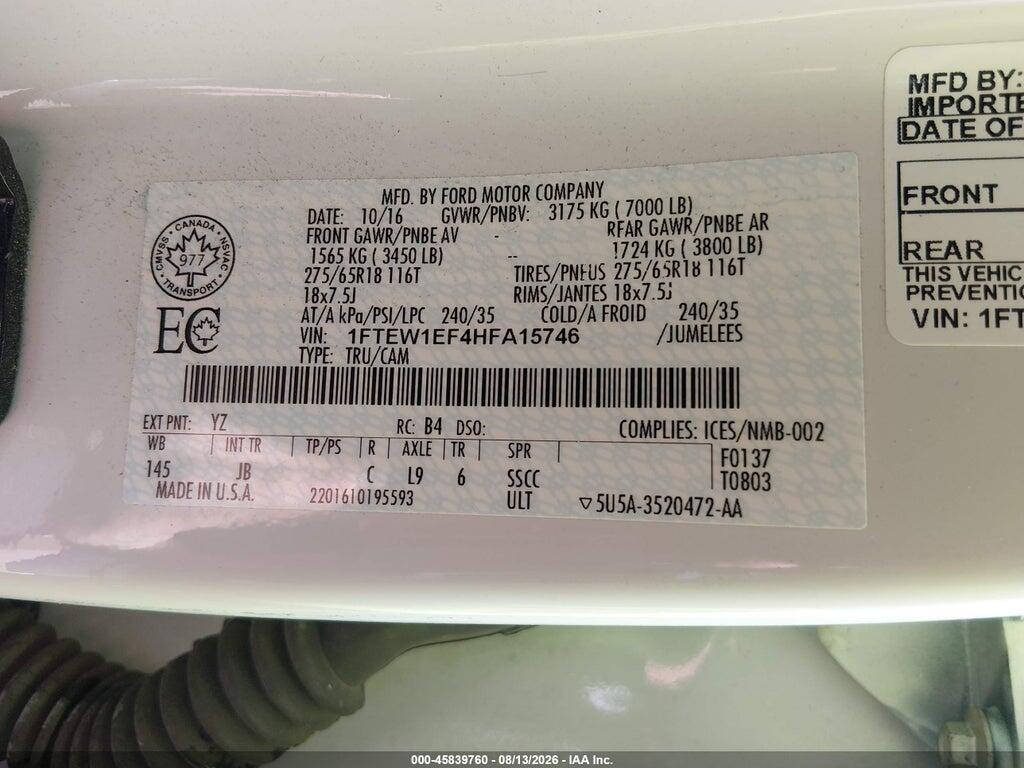 1FTEW1EF4HFA15746 2017 FORD F-150 photo no. 9