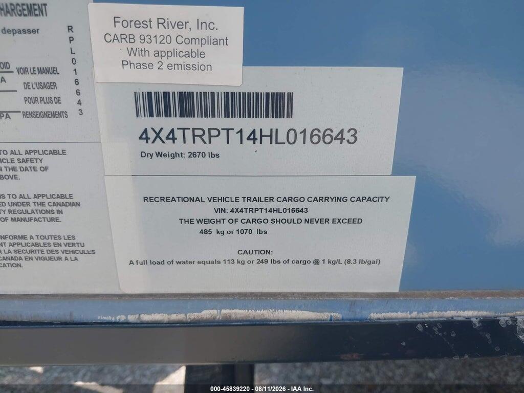 4X4TRPT14HL016643 2017 FOREST RIVER RPOD TRAVEL TRAILER photo no. 9