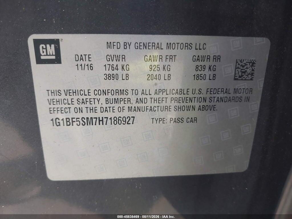1G1BF5SM7H7186927 2017 CHEVROLET CRUZE photo no. 9