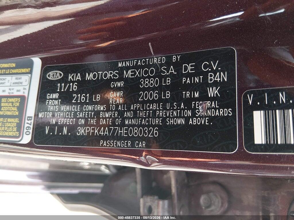 3KPFK4A77HE080326 2017 KIA FORTE photo no. 9