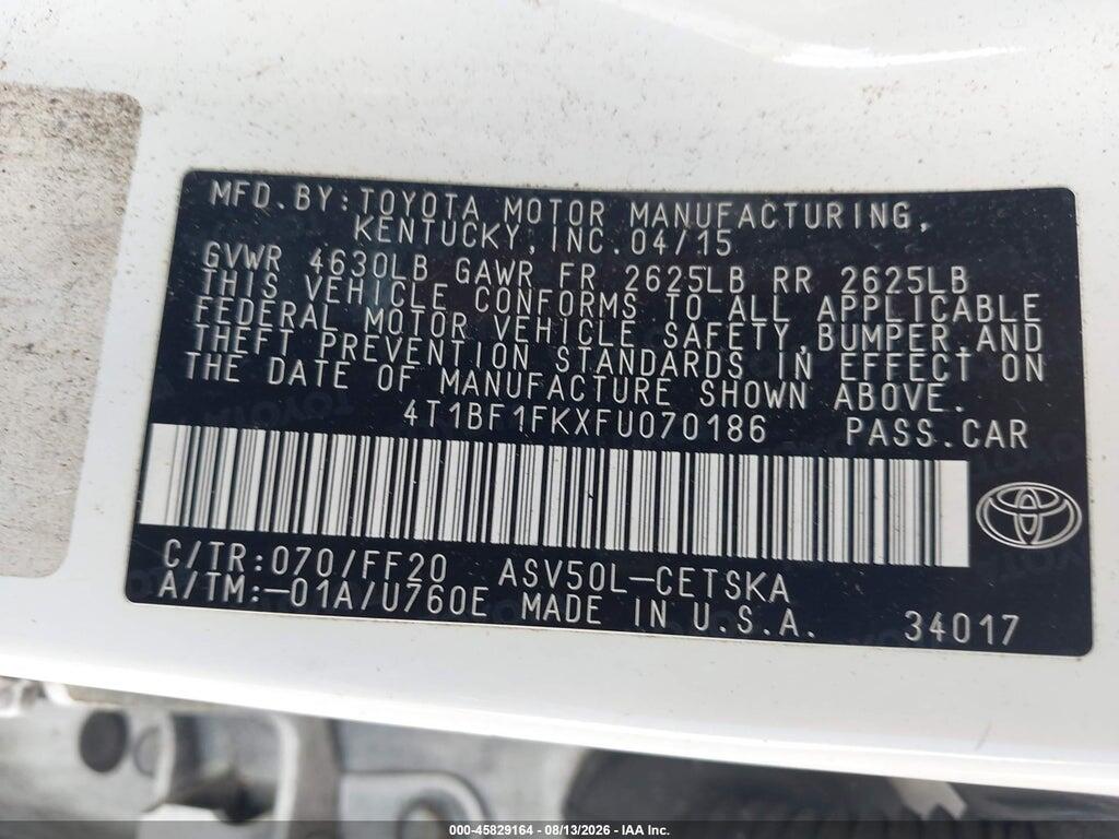4T1BF1FKXFU070186 2015 TOYOTA CAMRY photo no. 9