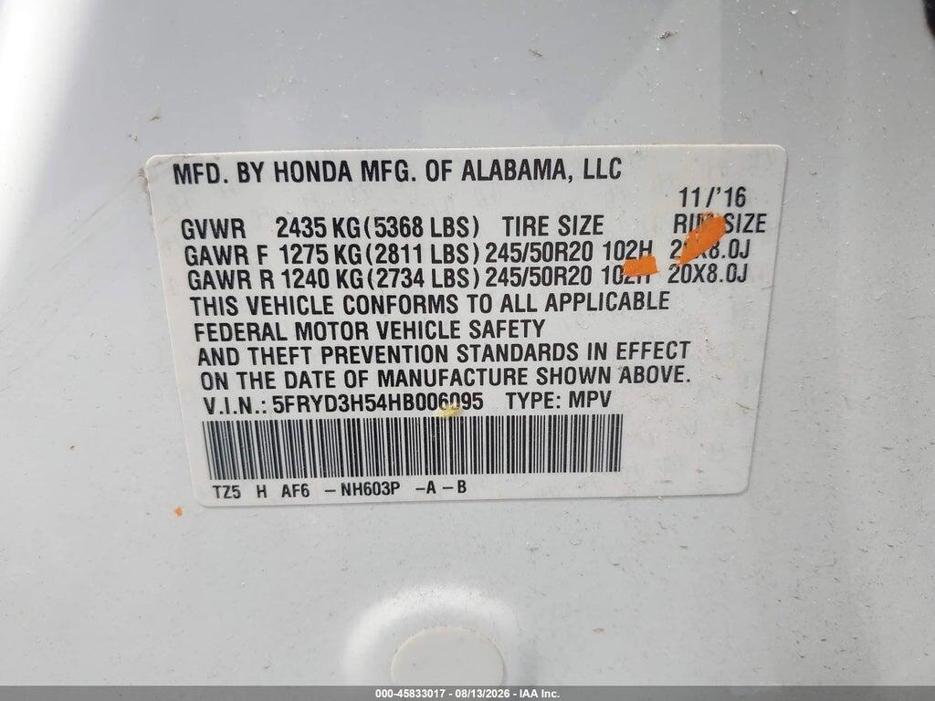 5FRYD3H54HB006095 2017 ACURA MDX photo no. 9