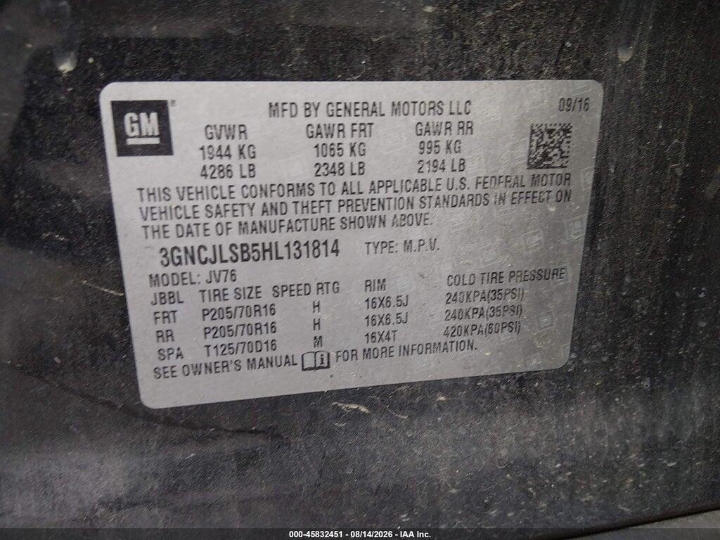 3GNCJLSB5HL131814 2017 CHEVROLET TRAX photo no. 9