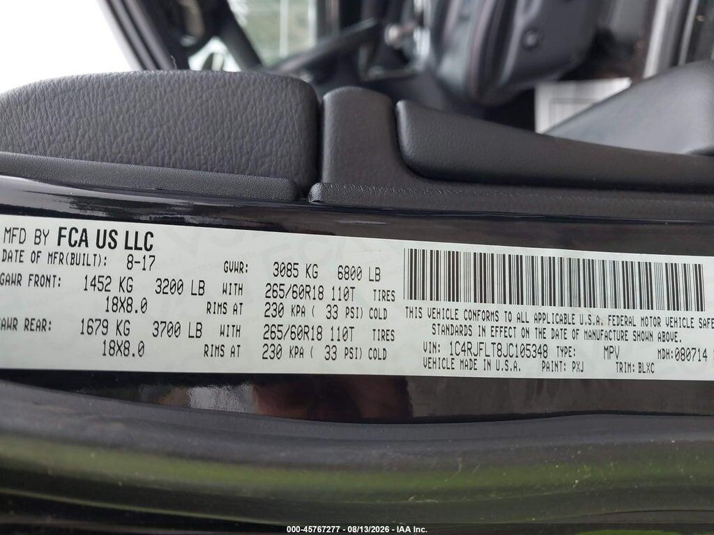 1C4RJFLT8JC105348 2018 JEEP GRAND CHEROKEE photo no. 9