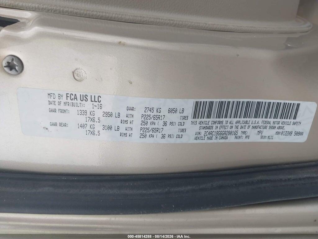 2C4RC1BG6GR280165 2016 CHRYSLER TOWN & COUNTRY photo no. 9
