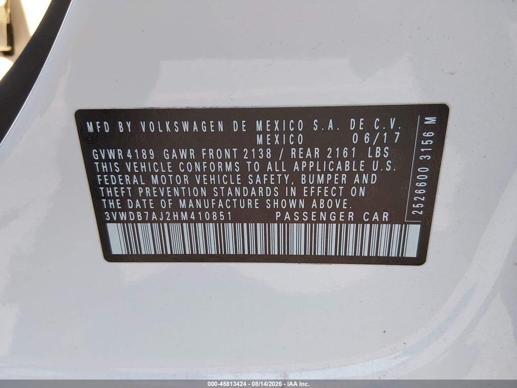 3VWDB7AJ2HM410851 2017 VOLKSWAGEN JETTA photo no. 9