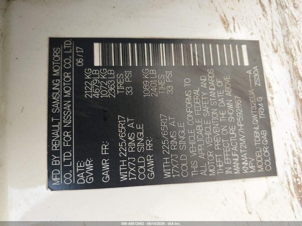 KNMAT2MV7HP592867 2017 NISSAN ROGUE photo no. 9