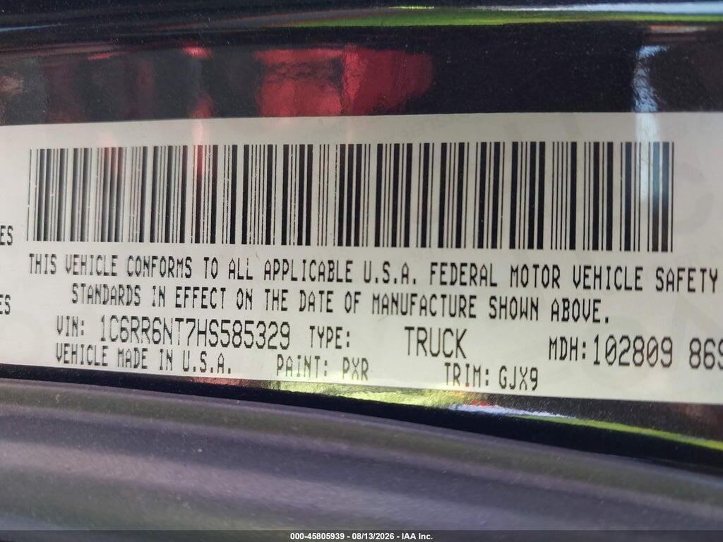 1C6RR6NT7HS585329 2017 RAM 1500 photo no. 9