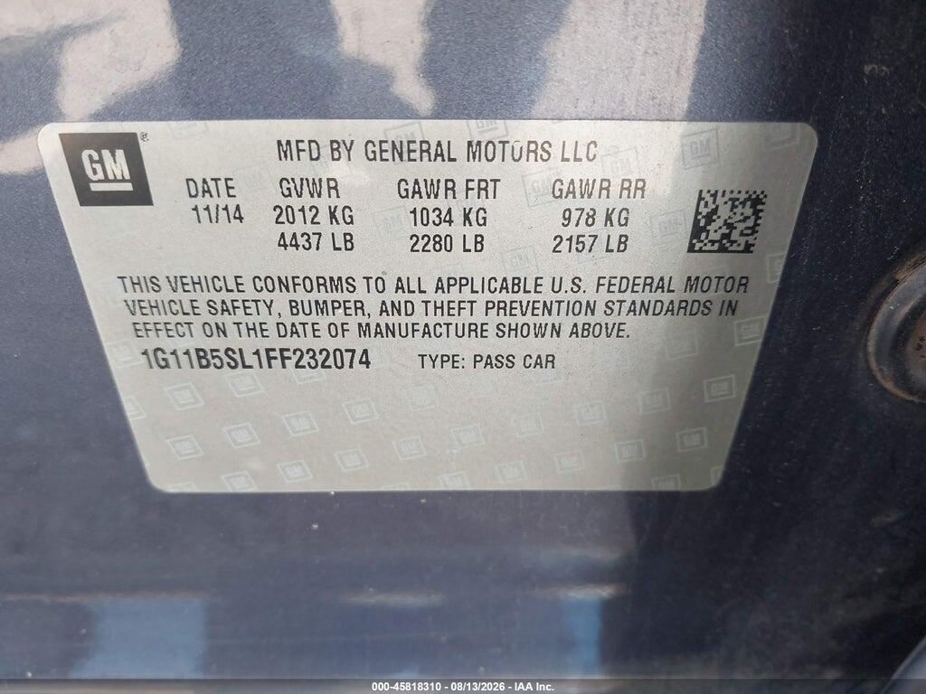 1G11B5SL1FF232074 2015 CHEVROLET MALIBU photo no. 9