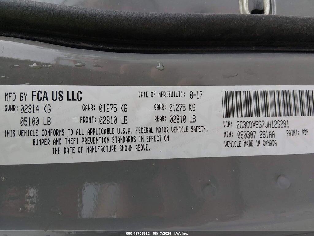 2C3CDXBG7JH126281 2018 DODGE CHARGER photo no. 9