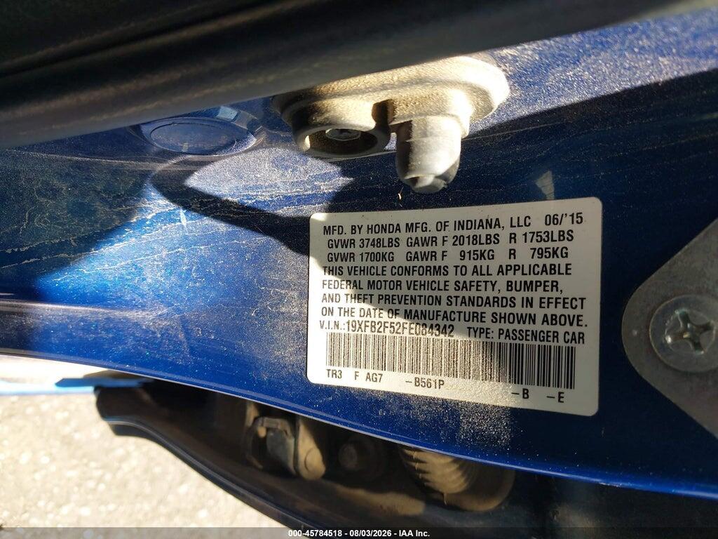 19XFB2F52FE084342 2015 HONDA CIVIC photo no. 9