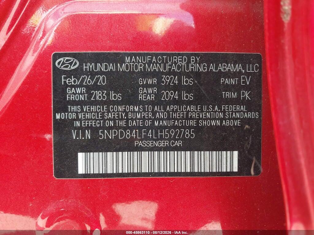 5NPD84LF4LH592785 2020 HYUNDAI ELANTRA photo no. 9