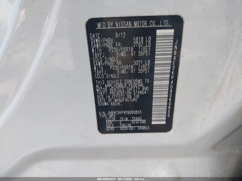 JN8AE2KP4D9060655 2013 NISSAN QUEST photo no. 9