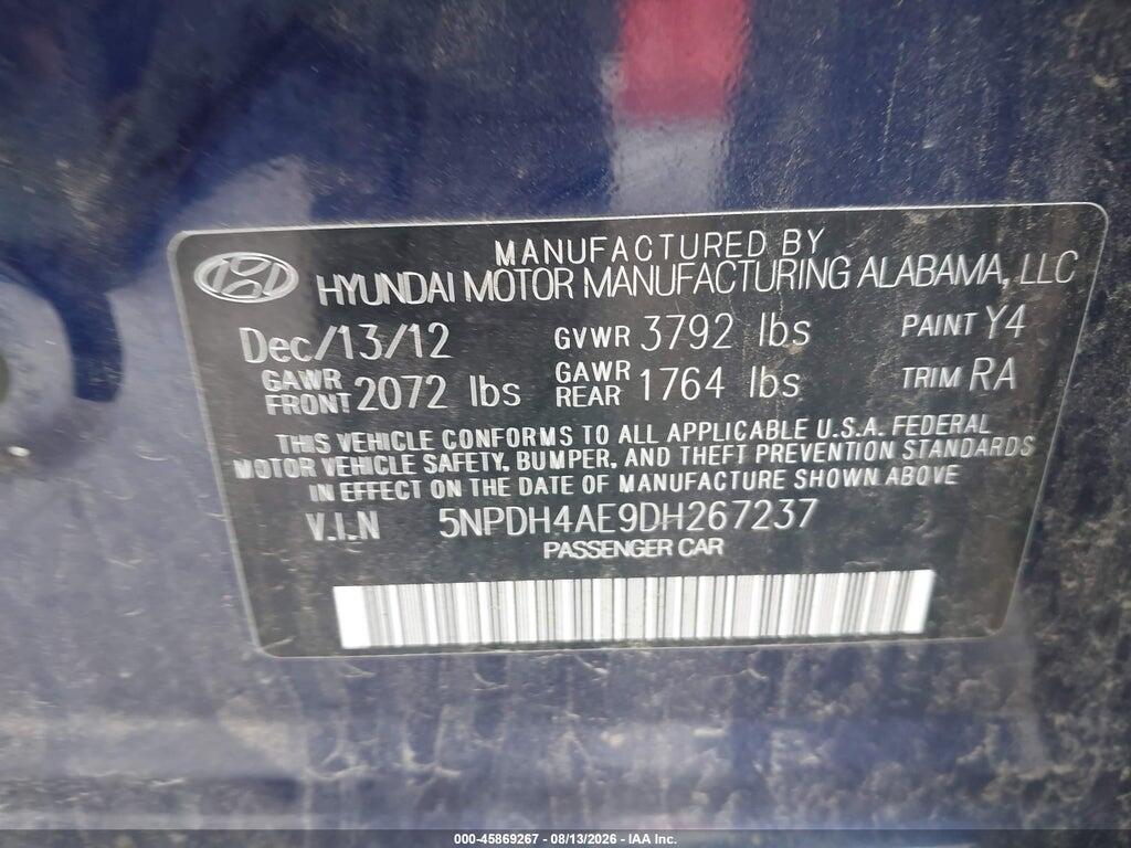 5NPDH4AE9DH267237 2013 HYUNDAI ELANTRA photo no. 9
