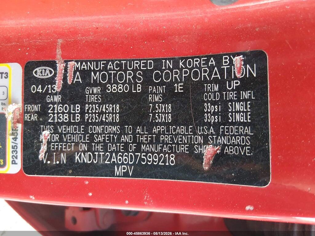 KNDJT2A66D7599218 2013 KIA SOUL photo no. 9