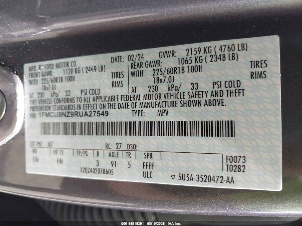 1FMCU9NZ9RUA27549 2024 FORD ESCAPE photo no. 9